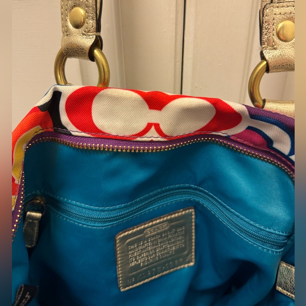 Coach Multicolor Tote Bag with Gold Accents - Picture 4 of 11